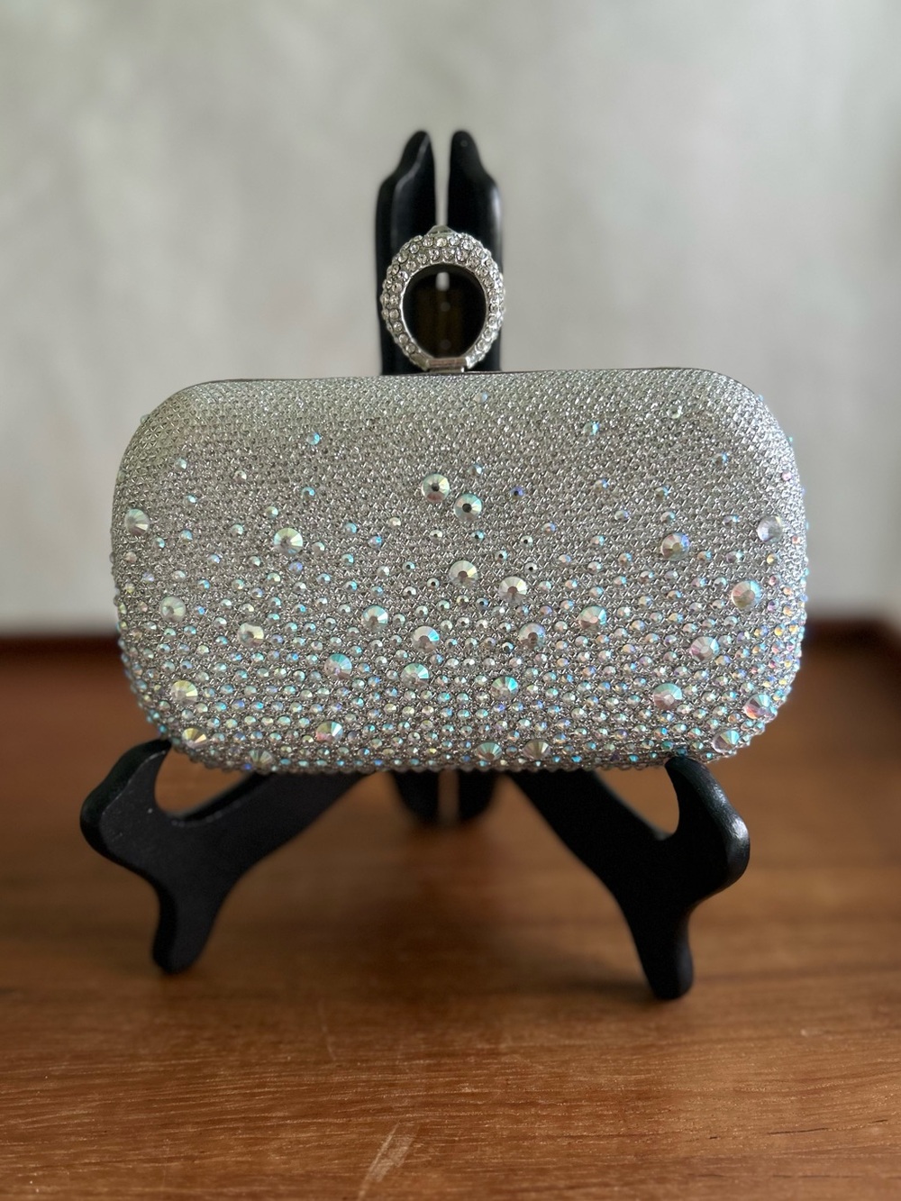 Charming Charlie RSVP Crystal Embellished Silver Evening Clutch - Picture 2 of 11